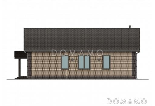 Проект компактного одноэтажного дома из газобетона с 3 спальнями, котельной и постирочной / Фасад 2