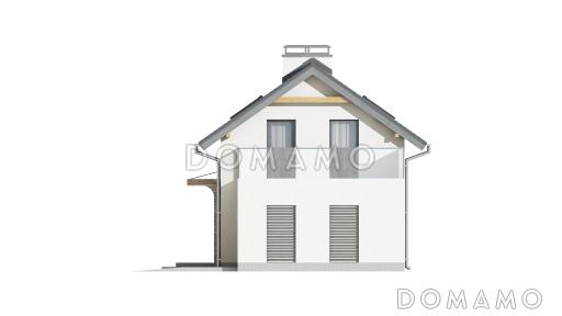 Проект мансардного одноэтажного дома из газобетона с тремя спальнями, гаражом и террасой над ним / Фасад 4