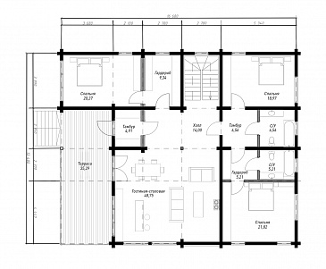 Проект идеального одноэтажного загородного дома / План 1 этажа