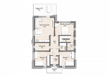 Дом за 100 дней , 3 спальни  / План 1 этажа