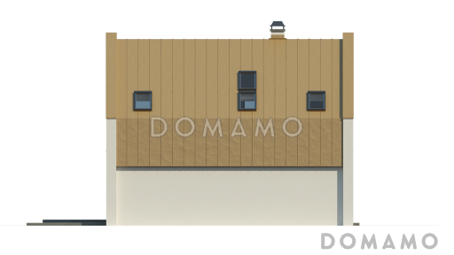 Проект одноэтажного мансардного дома из кирпича с большой гостиной и современными элементами экстерьера / Фасад 1