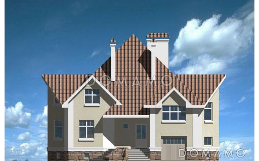 Проект кирпичного дома с гаражом и сауной / Фасад 1