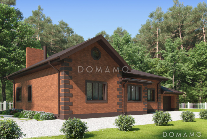 Проект дома с гаражом, хозпомещением, кухней-столовой с выходом во двор