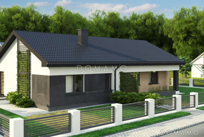 Проект комфортного одноэтажного дома из газобетона с четырьмя спальнями 