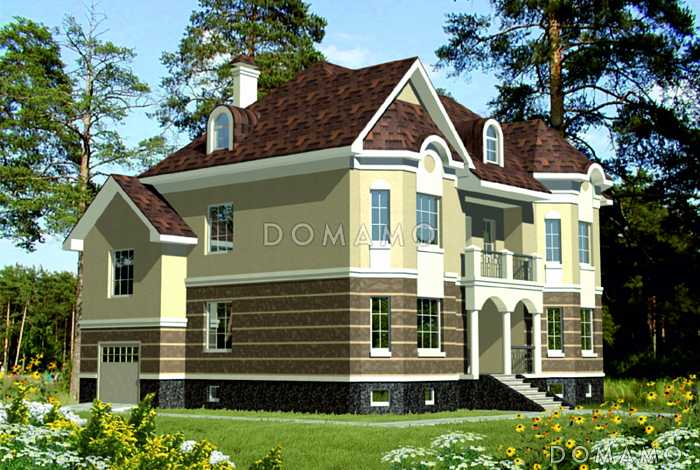 Проект коттеджа с девятью комнатами