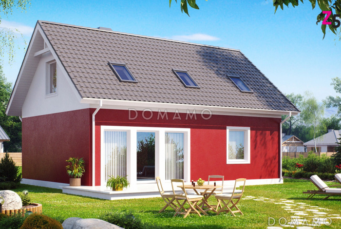 Проект простого одноэтажного мансардного дома из кирпича с тремя спальнями и индивидуальными гардеробными