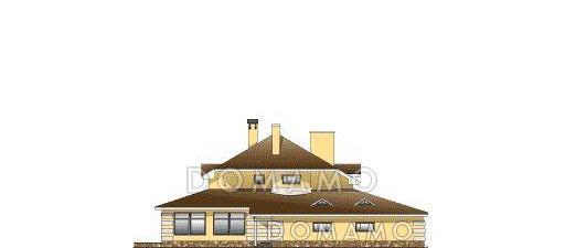 Готовый проект дома с цокольным этажом / Фасад 2