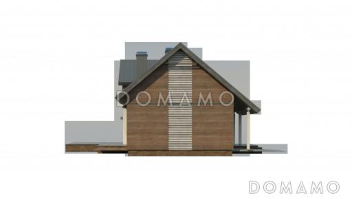 Проект одноэтажного мансардного дома из газобетона с гаражом и большим фронтонным окном / Фасад 1