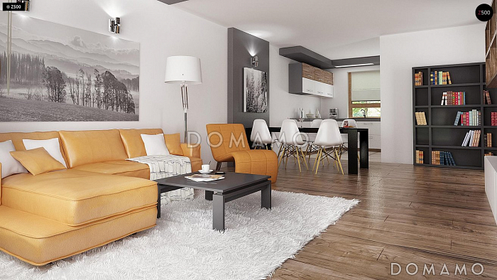 Проект простого компактного одноэтажного дома из кирпича с тремя спальнями