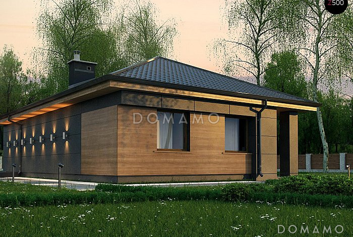 Проект стильного одноэтажного дома из кирпича для небольшой семьи