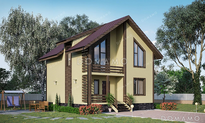 Проект одноэтажного дома с мансардой и балконом