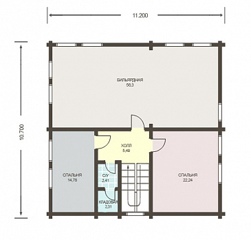 Проект дома из клееного бруса с отдельным входом в котельную / План 2 этажа