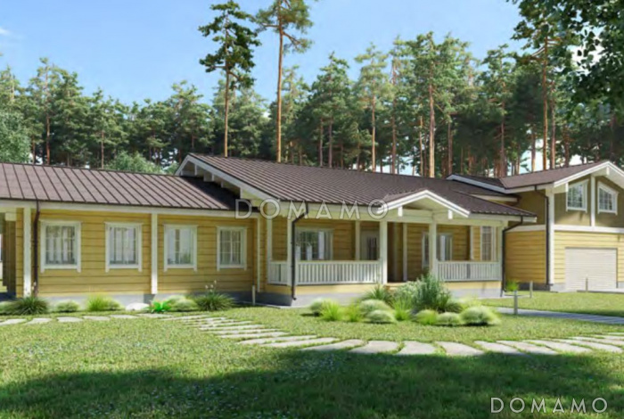 Проект большого дома из клееного бруса с гаражом на два авто