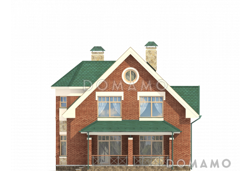 Проект дома из газобетона с прямоугольной гостиной / Фасад 3