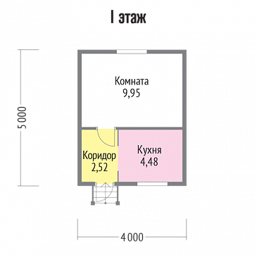 Проект каркасного дома 5х4 / План 1 этажа