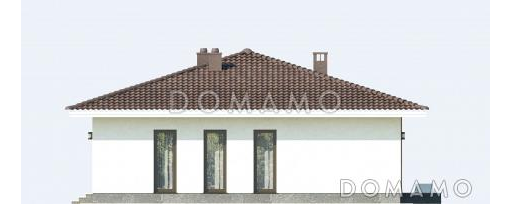 Проект одноэтажного дома из пенобетона с тремя спальнями и крытой террасой / Фасад 4