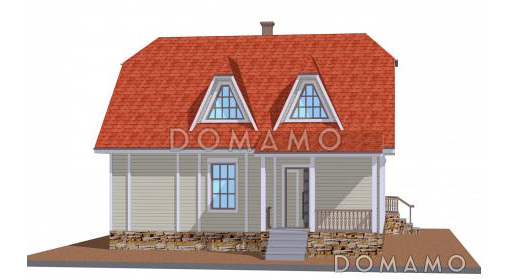 Проект коттеджа из газобетона с вальмовой крышей / Фасад 1