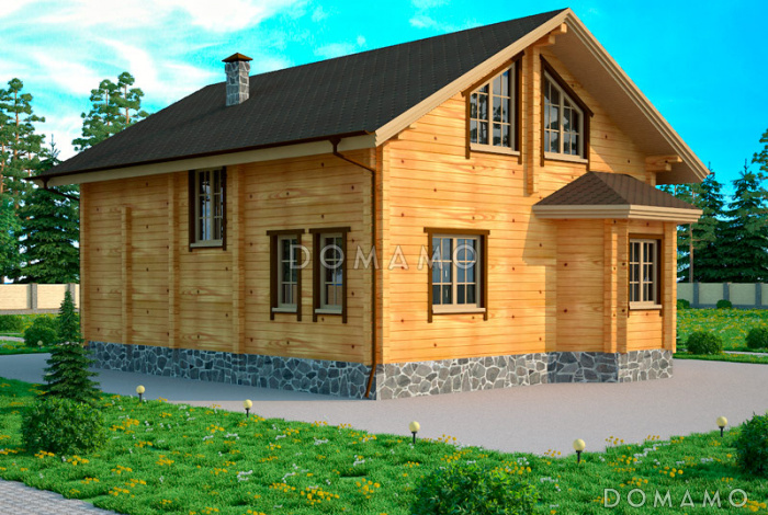 Проект двухэтажного дома из клееного бруса с относительно небольшой площадью