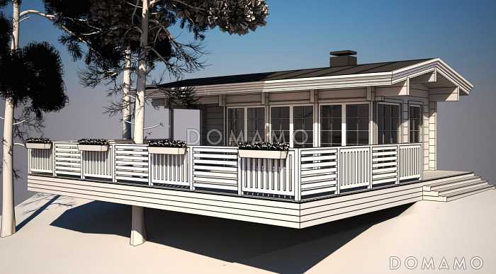 Проект беседки из клееного бруса с огромной открытой террасой