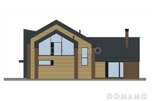 Проект каркасного дома в стиле барнхаус с мастер-спальней, СПА зоной и одноместным автонавесом / Фасад 1