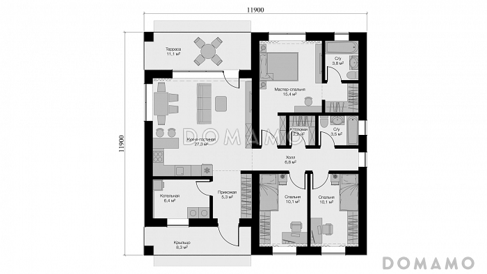 Квадра П S Моно / План 1 этажа