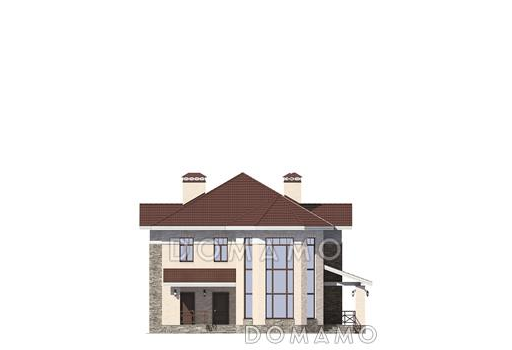 Проект дома с эркером, вторым светом, гостевой, крытой террасой / Фасад 1