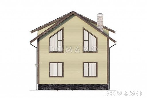 Проект одноэтажного дома с мансардой и балконом / Фасад 3