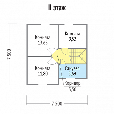 Проект практичного дома с тремя спальнями на втором этаже / План мансардного этажа