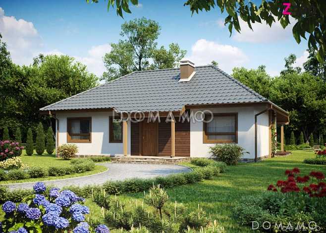 Проект одноэтажного газобетонного дома с просторной гостиной, двумя спальнями и кабинетом