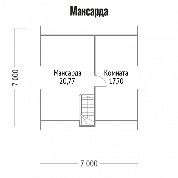 Проект простого дома из клееного бревна / План мансардного этажа