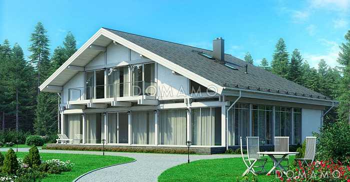 Проект энергоэффективного дома фахверк с гаражом на две машины