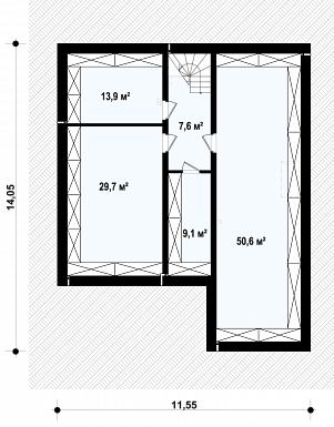 Проект двухэтажного кирпичного дома с 4 спальнями, подвалом и гаражом на 2 автомобиля / План цокольного этажа