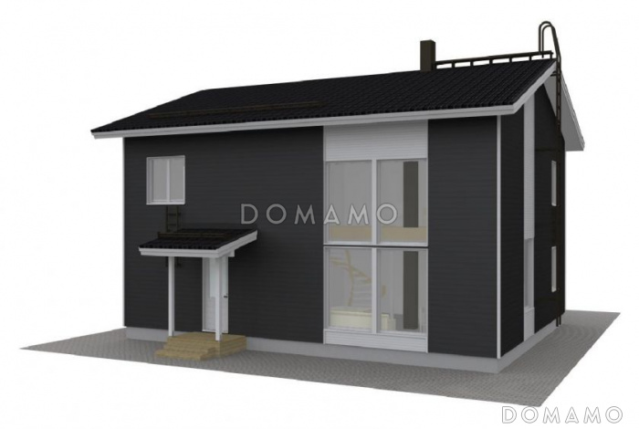 Проект дома с небольшой гардеробной в спальне на втором этаже