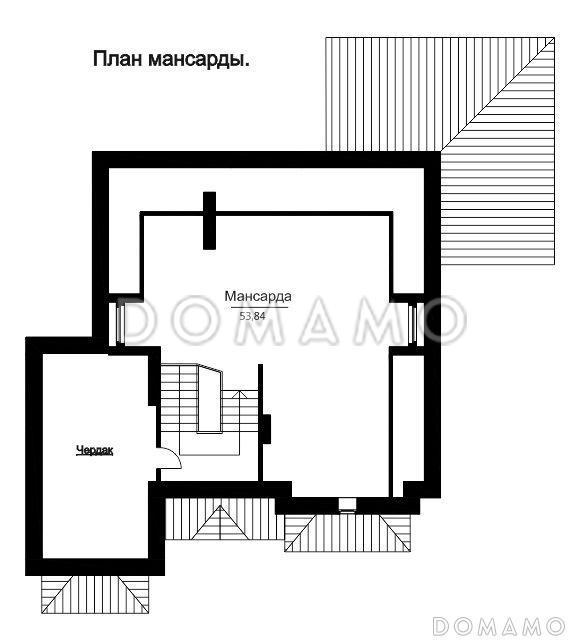 Проект кирпичного дома с мансардой / План мансардного этажа
