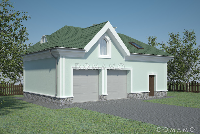 Проект большого гаража на 2 машины с котельной и мансардой