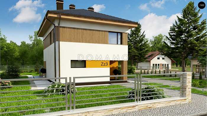 Проект загородного дома с террасой, кладовой, двумя санузлами на  втором этаже