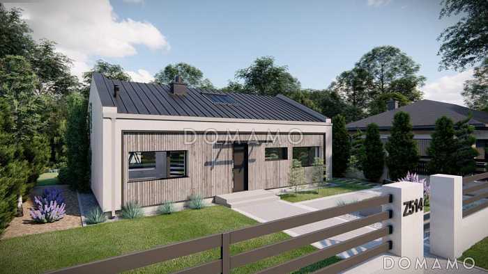 Проект элегантного загородного дома с помещениями на одном этаже, двухскатной крышей, тремя спальнями, кладовой на кухне