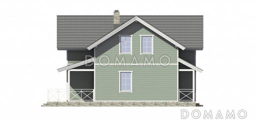 Проект дома в норвежском стиле с большой террасой и просторным холлом второго этажа / Фасад 4