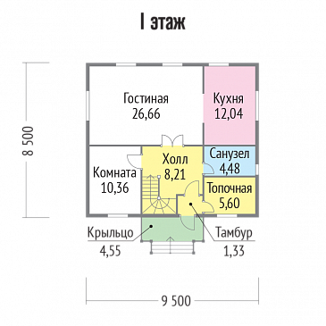 Проект  дома с многоскатной крышей / План 1 этажа