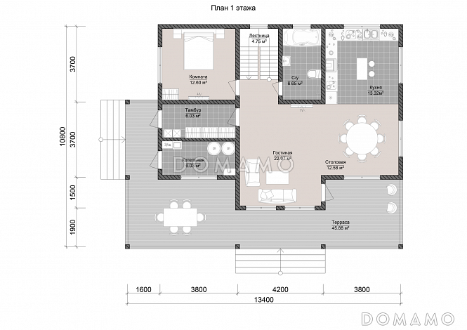 БЕСТВИЛЬ ШАЛЕ 220 / План 1 этажа