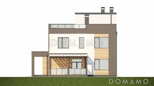 Проект дома в современном стиле с террасой, спортзалом, кухней-столовой с кладовой / Фасад 2