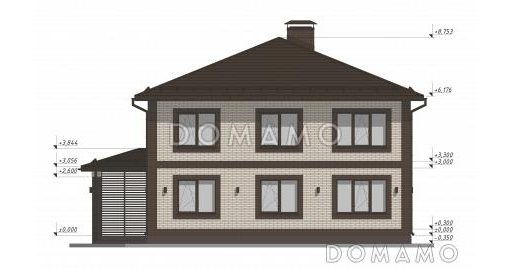 Проект эргономичного дуплекса с 8 спальнями на две семьи S-318 / Фасад 2