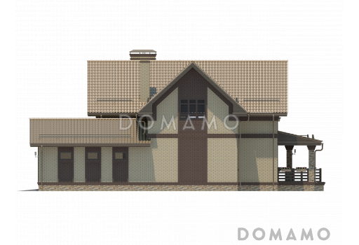 Проект красивого двухэтажного дома c большим гаражом и террасой / Фасад 4