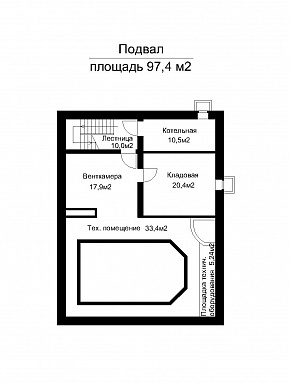 Проект отдельно стоящего бассейна круглогодичного использования  / План цокольного этажа