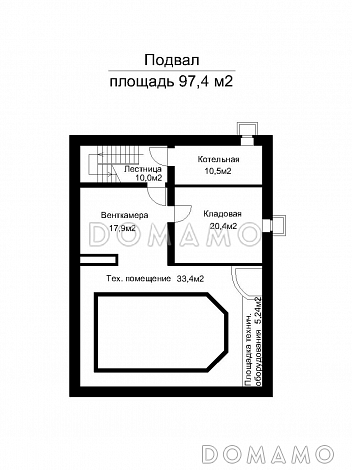 Проект отдельно стоящего бассейна круглогодичного использования  / План цокольного этажа