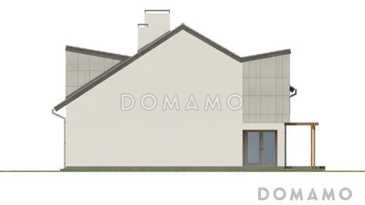 Проект компактных мансардных домов-близнецов из газобетона с изолированной кухней и тремя спальнями / Фасад 4