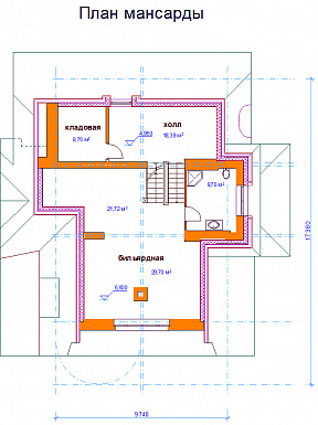 Проект коттеджа с высокой крышей / План мансардного этажа
