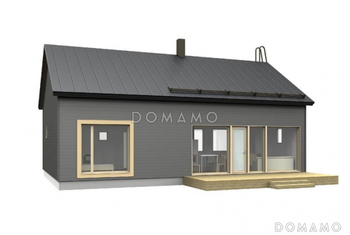 Проект одноэтажного каркасного дома с панорамным остеклением