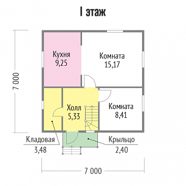 Проект дома из бруса с обшивкой вагонкой / План 1 этажа