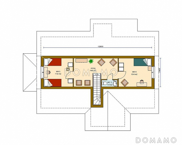 Проект дома с деревянной отделкой фасадов / План мансардного этажа